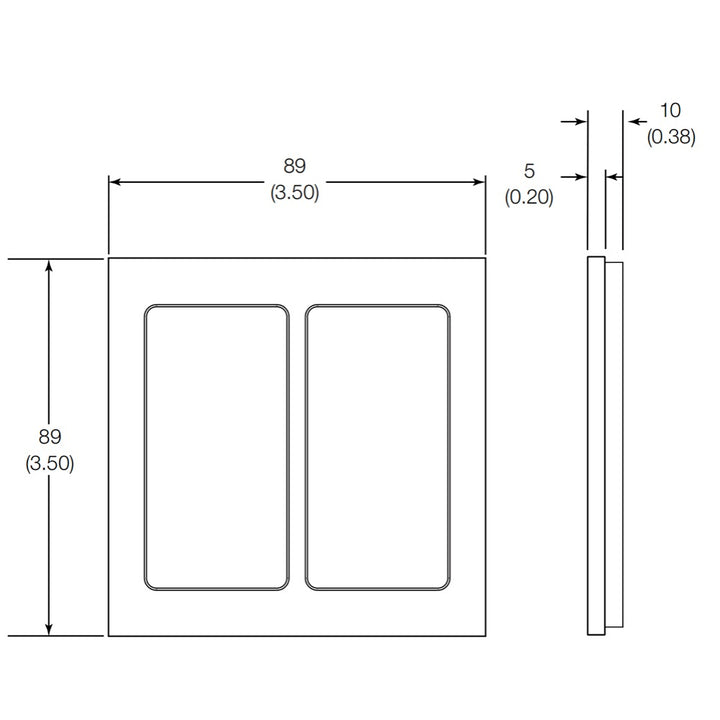 Lutron Faceplate dual dimensions