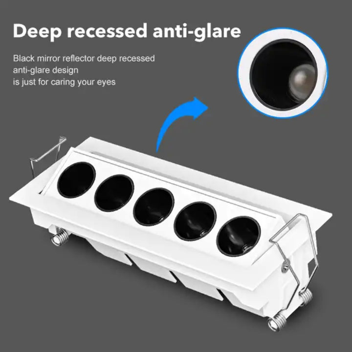 Frameless Embedded 5 Head Grille Spotlight