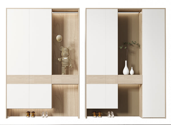 Natural Wood Tone Contemporary under space Shoe Cabinet