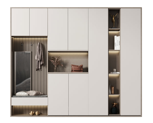 Under Bench Small Shoe Cabinet/Rack with Closet