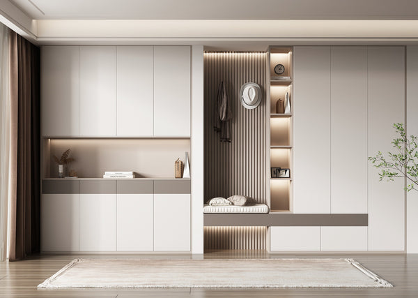Multi-Layered Closed Shoe Cabinet with Seat for Luxurious Look
