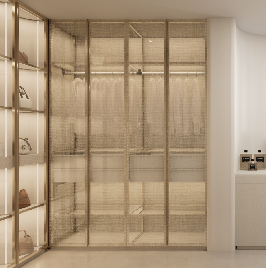 Meerkat Home illuminated glass wardrobe system in Singapore