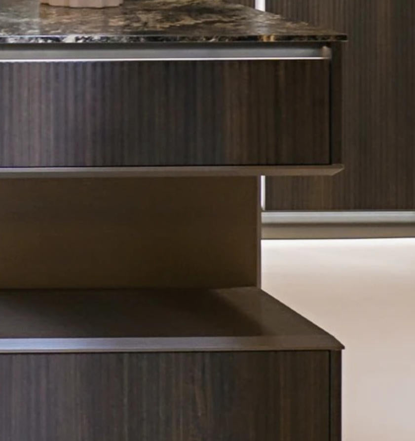 45 degree mitre detail of the home bar cabinetry