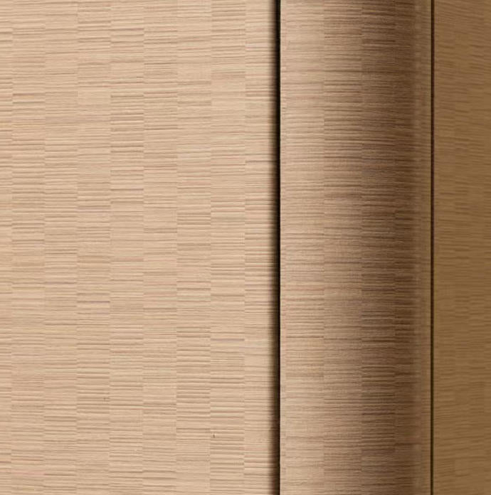 Rounded corner detail of the home bar cabinetry