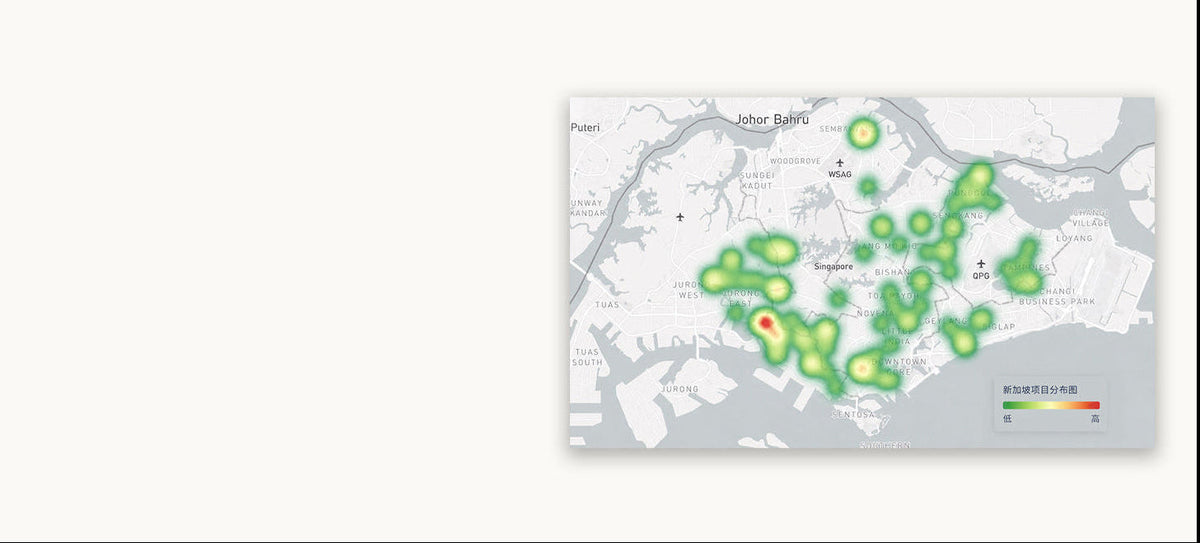 Map showing Meerkat Home cabinetry projects across Singapore