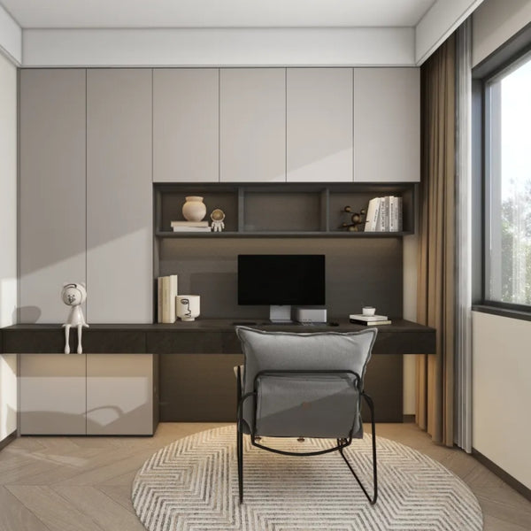 White Harmony Custom-made Study Room Cabinet Design in Contemporary Style