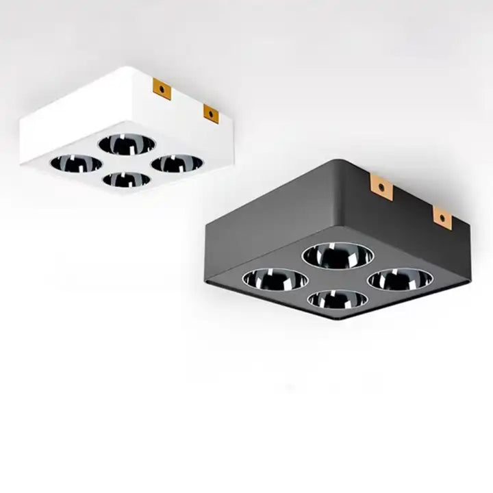 Square Four Head Ceiling Spotlight (White/Black)
