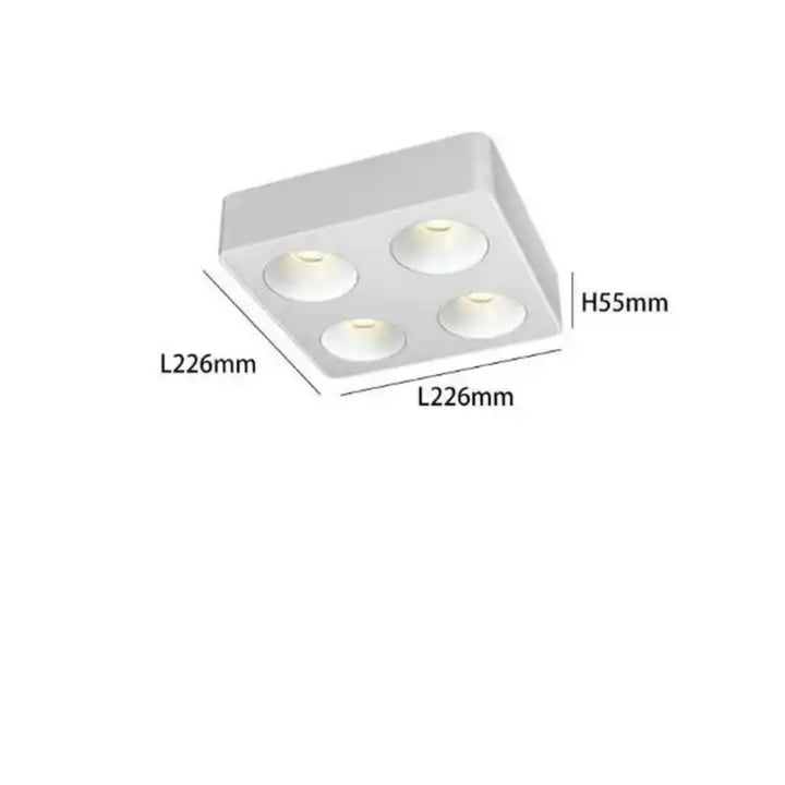 Square Four Head Ceiling Spotlight (WHITE)